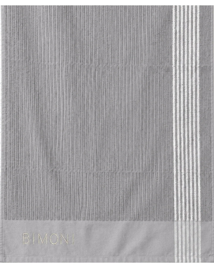 BIMONI serviette – Gris – Broderie et texture du tissu