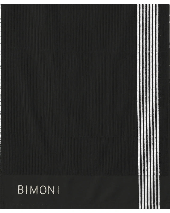 BIMONI serviette – Noir – Broderie et texture du tissu