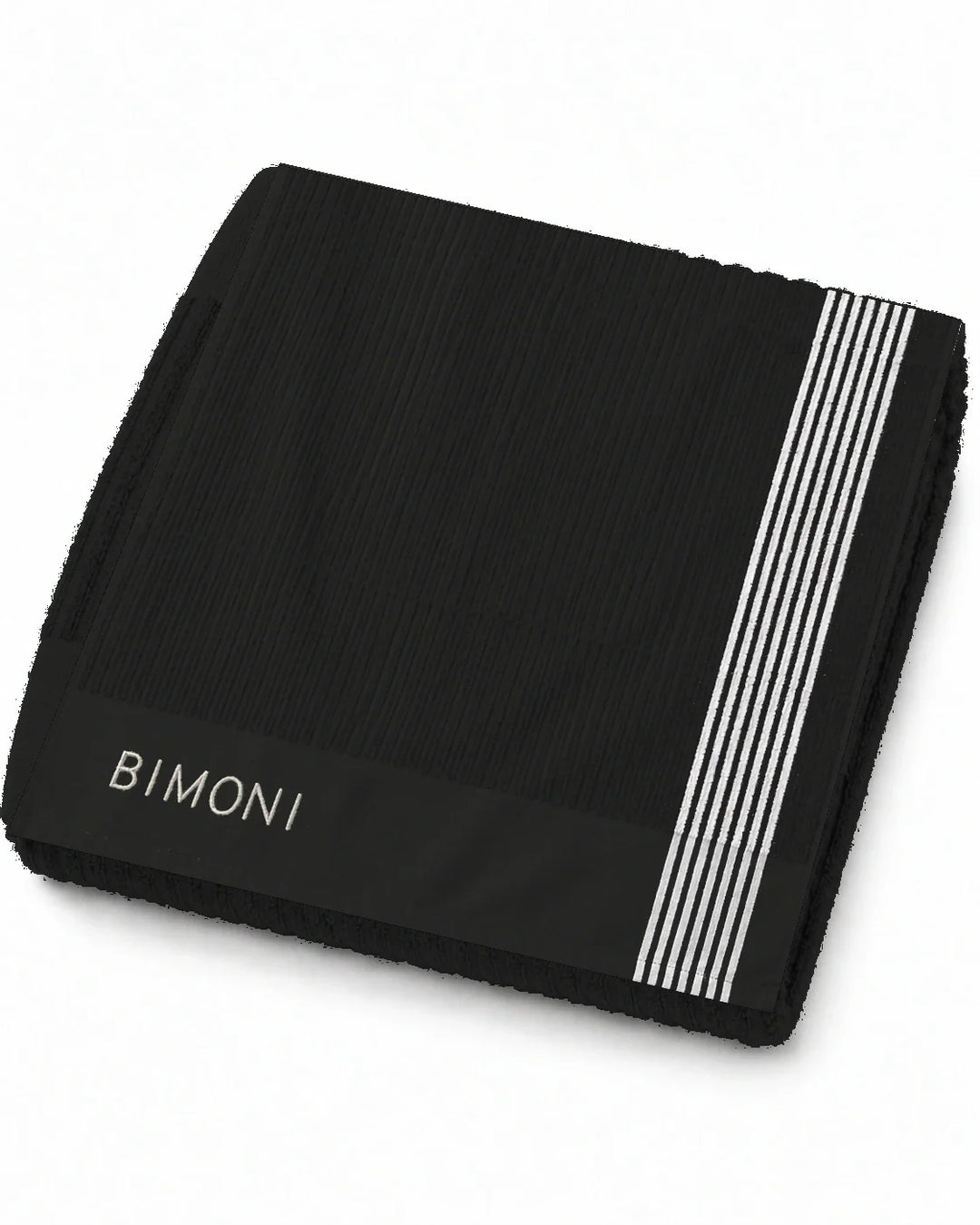 BIMONI towel – Black – Folded overall view with embroidery