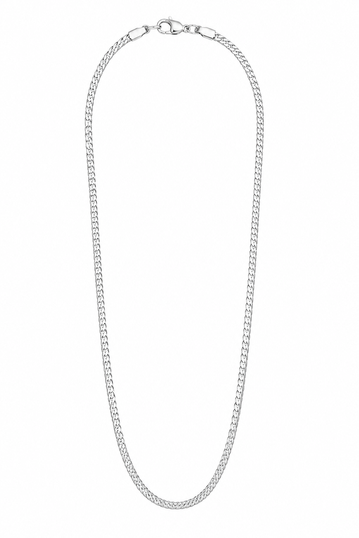 BIMONI Titanstahl Halskette Herren – Silber, 50 + 5 cm, 7 mm