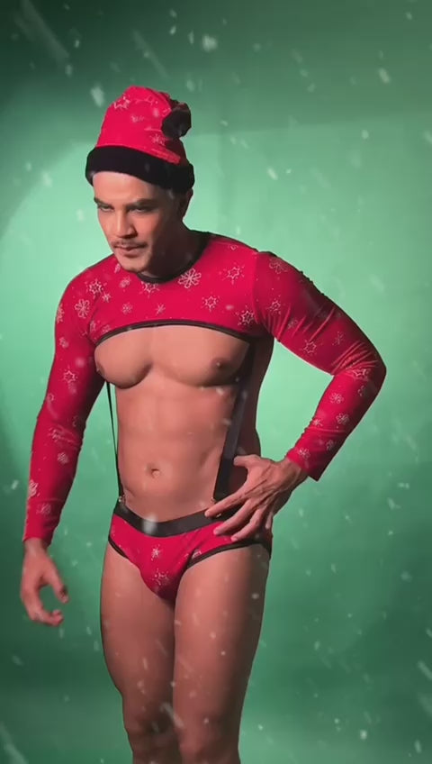 Santa Bodysuit Herren – Sexy Weihnachts- & Neujahrs-Kostüm (Slim Fit, Einheitsgröße)