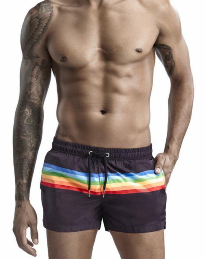 SEOBEAN Low-Rise Beach Regenbogen Pride Shorts - SEOBEAN Low-Rise Beach Regenbogen Pride Shorts - Black / M (Europe Size S) - BIMONI