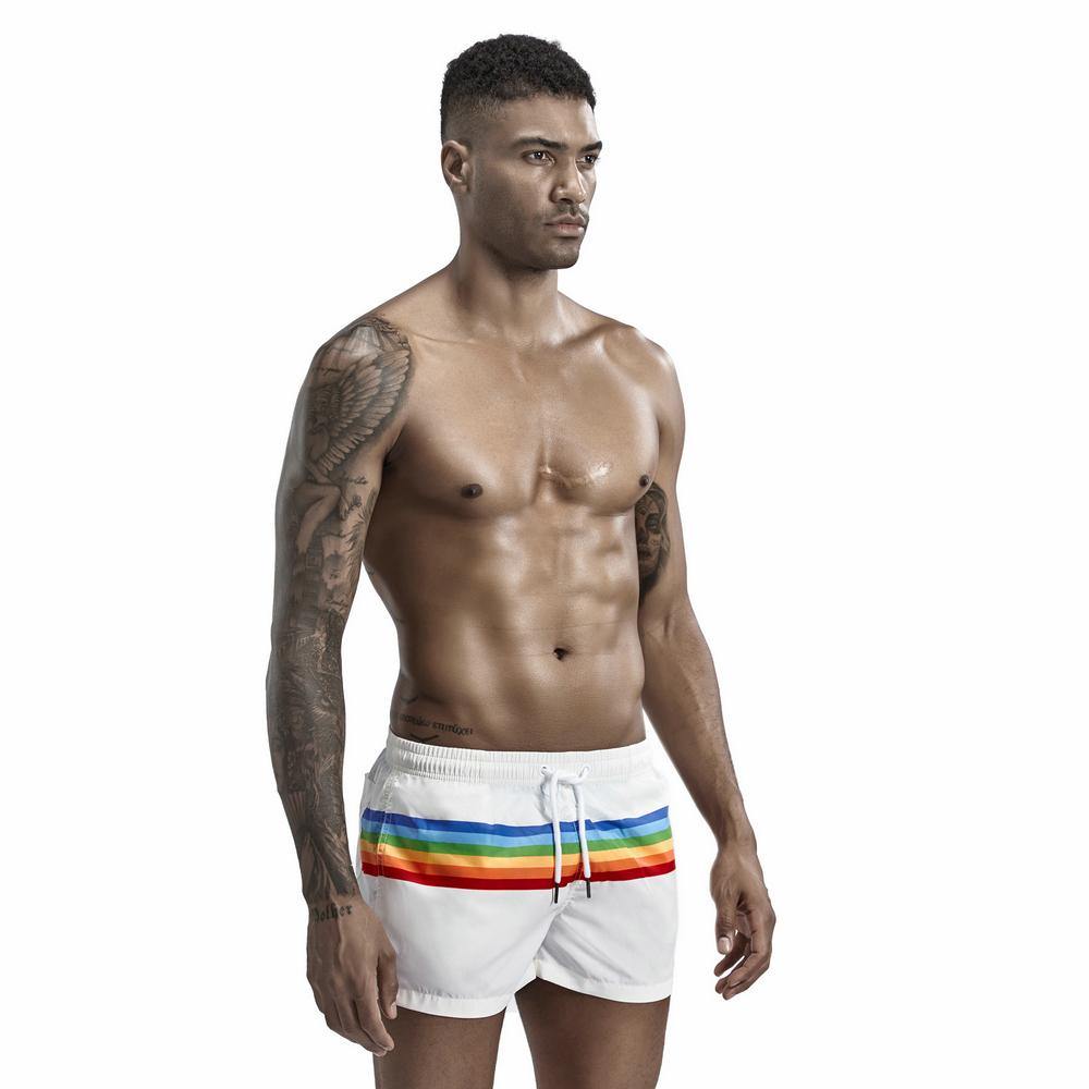 SEOBEAN Low-Rise Beach Regenbogen Pride Shorts - SEOBEAN Low-Rise Beach Regenbogen Pride Shorts - White / M (Europe Size S) - BIMONI