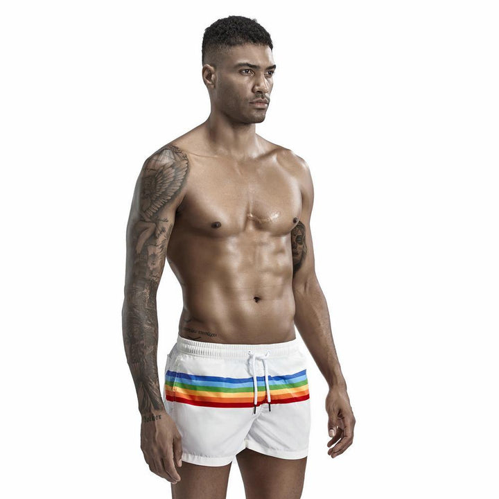 SEOBEAN Low-Rise Beach Regenbogen Pride Shorts - SEOBEAN Low-Rise Beach Regenbogen Pride Shorts - White / M (Europe Size S) - BIMONI