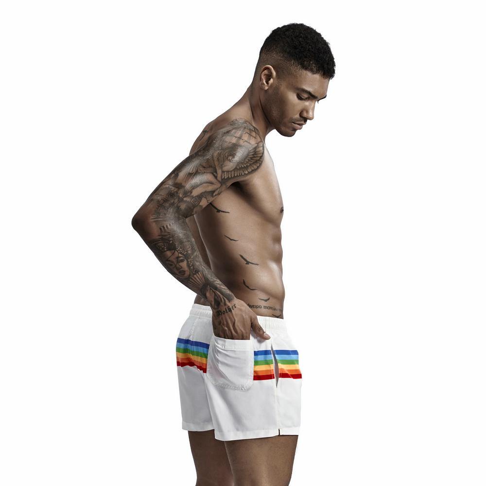 SEOBEAN Low-Rise Beach Regenbogen Pride Shorts - SEOBEAN Low-Rise Beach Regenbogen Pride Shorts - White / M (Europe Size S) - BIMONI