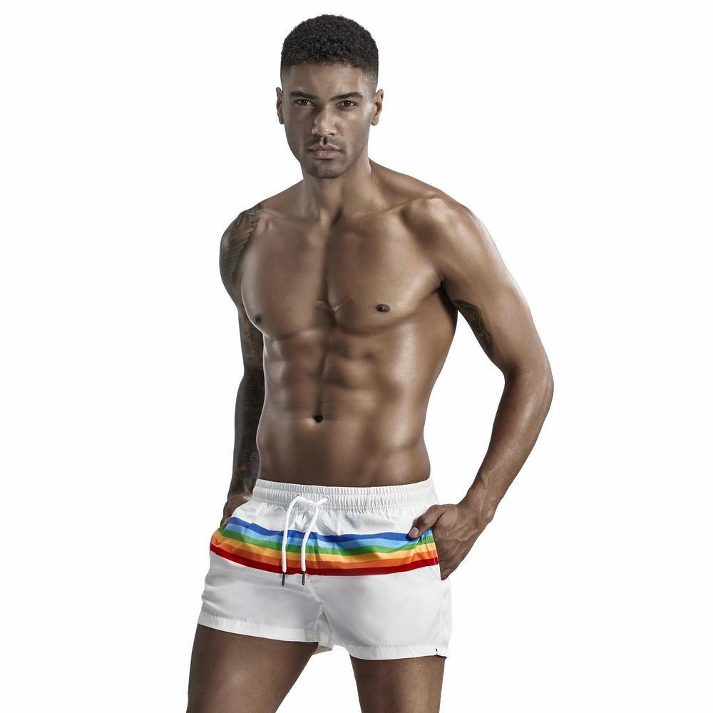 SEOBEAN Low-Rise Beach Regenbogen Pride Shorts - SEOBEAN Low-Rise Beach Regenbogen Pride Shorts - White / M (Europe Size S) - BIMONI