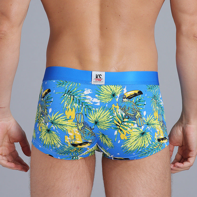 BEEMEN Sexy Herren Low-Rise Trunk Nylon Boxerbrief Bird