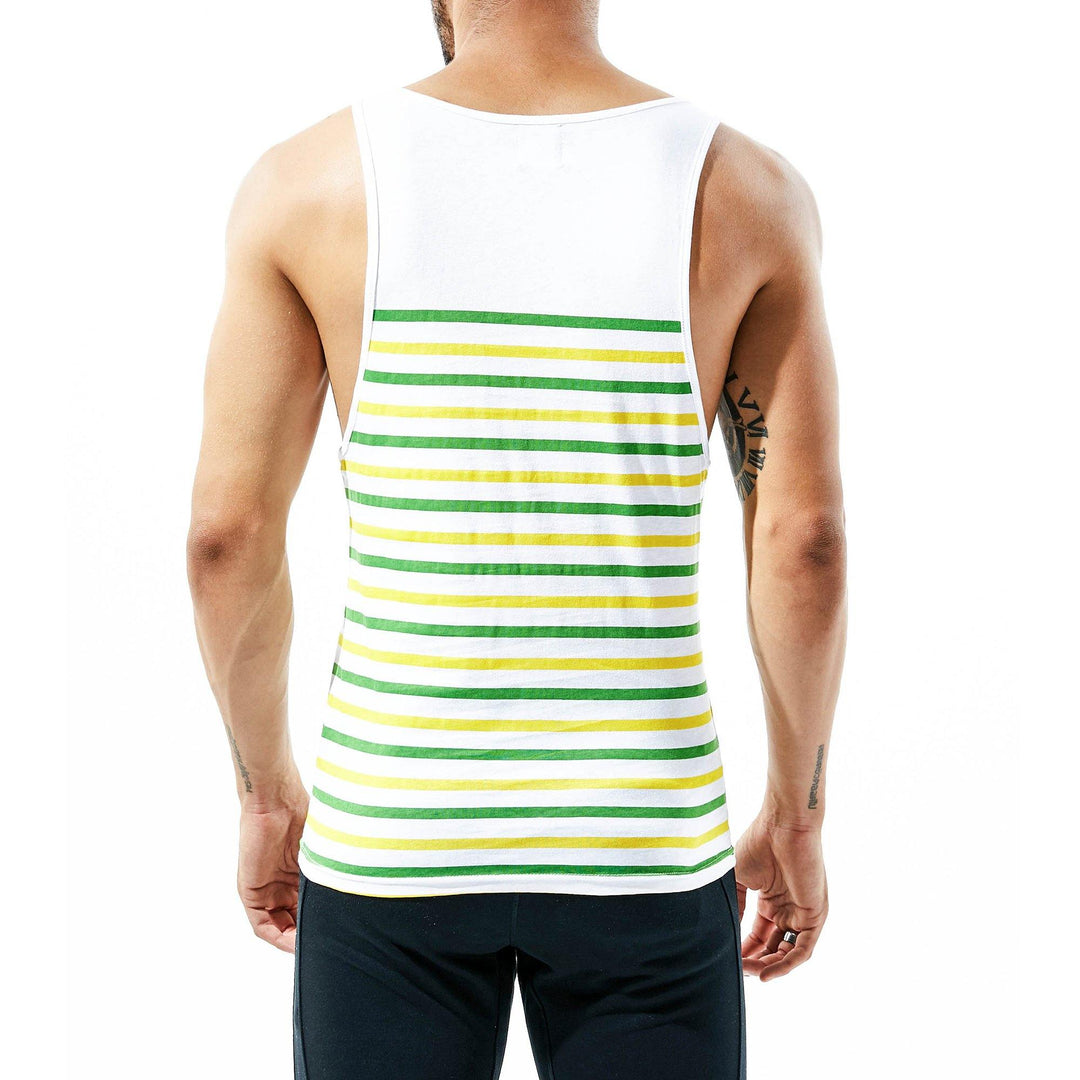 SEOBEAN Gym Herren Striped Fitness Tank Top - SEOBEAN Gym Herren Striped Fitness Tank Top - Red-Blue / M (Euorpe Size S) - BIMONI