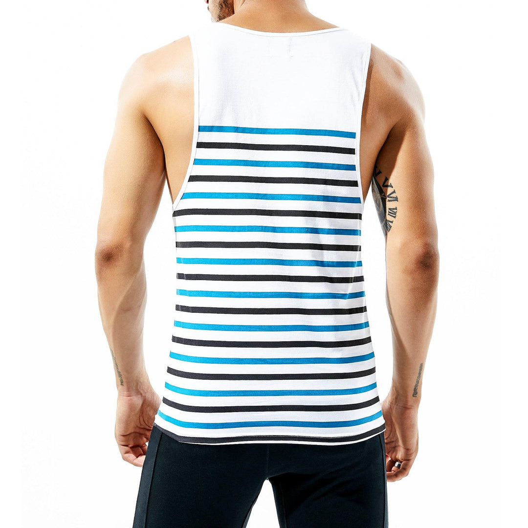 SEOBEAN Gym Herren Striped Fitness Tank Top - SEOBEAN Gym Herren Striped Fitness Tank Top - Red-Blue / M (Euorpe Size S) - BIMONI