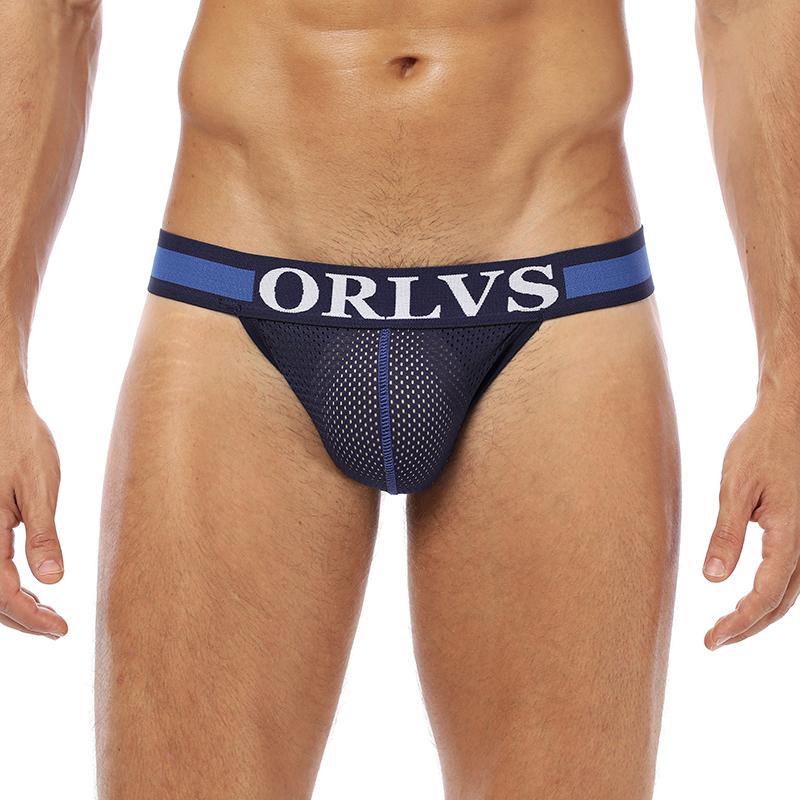 ORLVS Low-Rise Jock Strap Mesh Netzunterhose Net - ORLVS Low-Rise Jock Strap Mesh Netzunterhose Net - Dark Blue / M (Europe Size S) - BIMONI