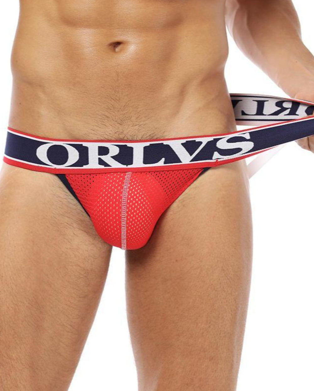 ORLVS Low-Rise Jock Strap Mesh Netzunterhose Net - ORLVS Low-Rise Jock Strap Mesh Netzunterhose Net - Red / M (Europe Size S) - BIMONI