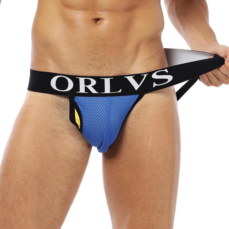 ORLVS Low-Rise Jock Strap Mesh Netzunterhose Net - ORLVS Low-Rise Jock Strap Mesh Netzunterhose Net - Blue / M (Europe Size S) - BIMONI