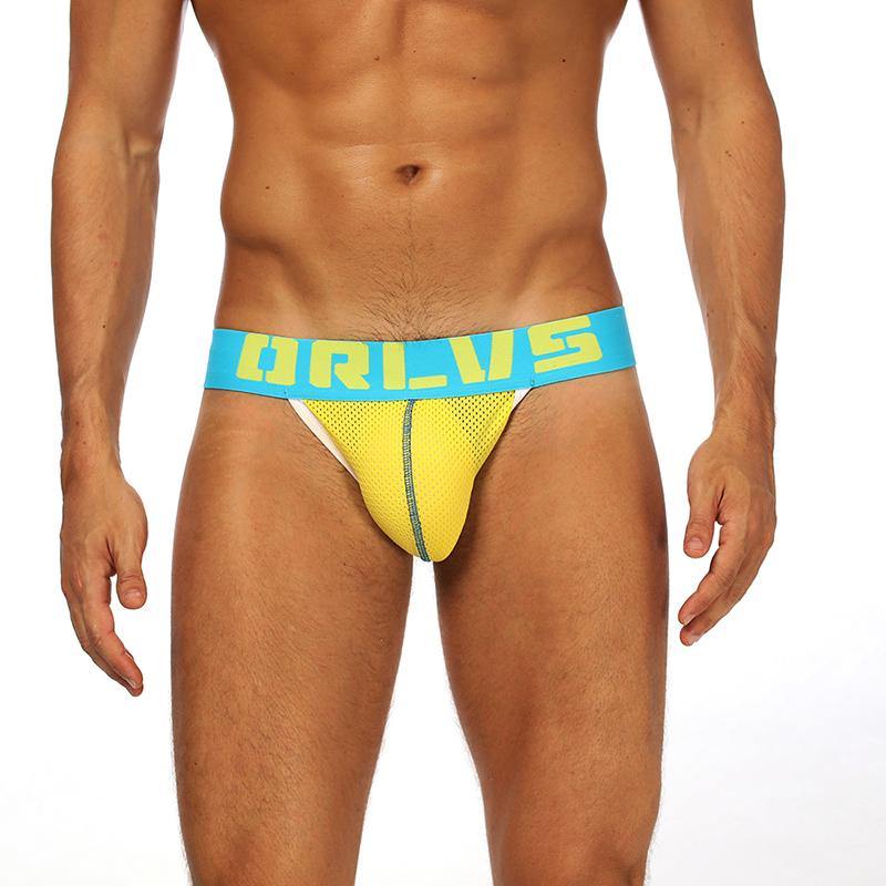 ORLVS Low-Rise Jock Strap Mesh Netzunterhose Net Camouflage - ORLVS Low-Rise Jock Strap Mesh Netzunterhose Net Camouflage - Yellow / M (Europe Size S) - BIMONI