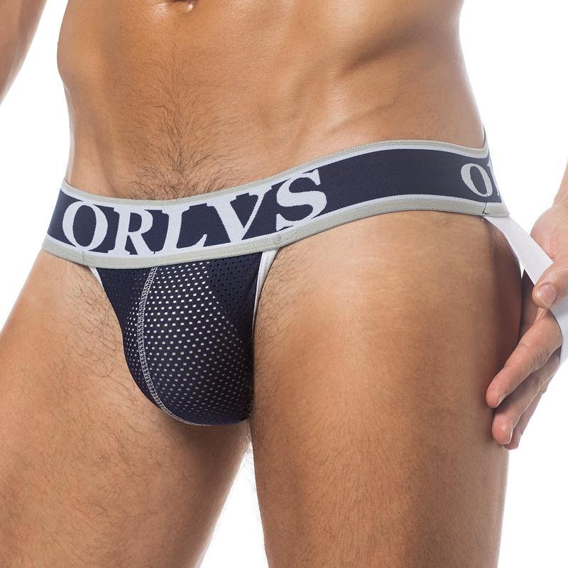 ORLVS Low-Rise Jock Strap Mesh Netzunterhose Net - ORLVS Low-Rise Jock Strap Mesh Netzunterhose Net - Blue / M (Europe Size S) - BIMONI