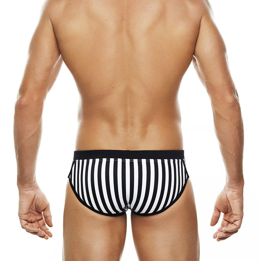 UXH Low-Rise Swim Brief Badeslip Casual Stripe - UXH Low-Rise Swim Brief Badeslip Casual Stripe - Schwarz-Weiß / M (Europe Size S) - BIMONI