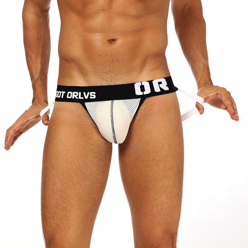 ORLVS Low-Rise Jock Strap Mesh Netzunterhose Net - ORLVS Low-Rise Jock Strap Mesh Netzunterhose Net - Yellow / M (Europe Size S) - BIMONI