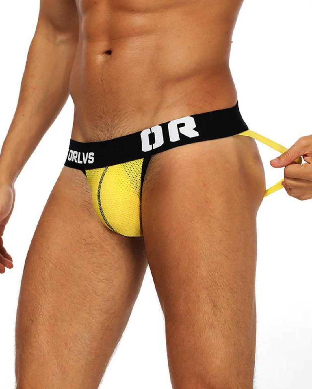 ORLVS Low-Rise Jock Strap Mesh Netzunterhose Net - ORLVS Low-Rise Jock Strap Mesh Netzunterhose Net - Yellow / M (Europe Size S) - BIMONI