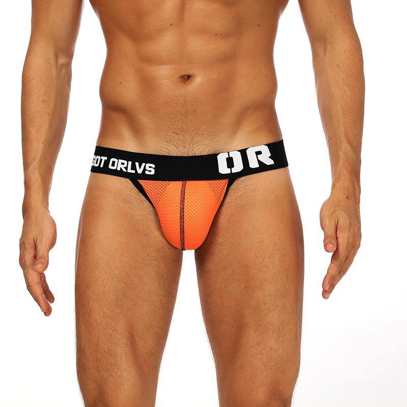 ORLVS Low-Rise Jock Strap Mesh Netzunterhose Net - ORLVS Low-Rise Jock Strap Mesh Netzunterhose Net - Orange / M (Europe Size S) - BIMONI