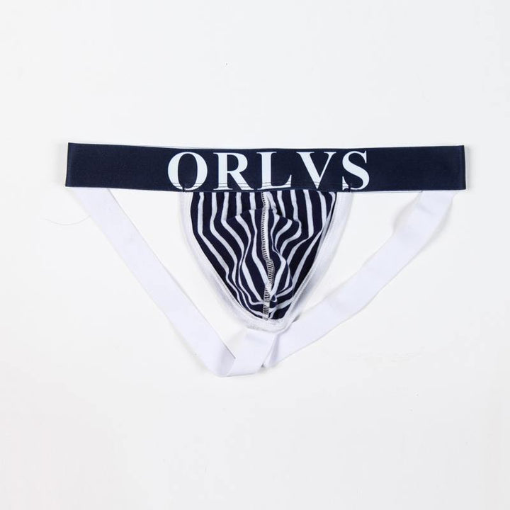 ORLVS Low-Rise Striped Backless Jockstrap - ORLVS Low-Rise Striped Backless Jockstrap - Dunkelblau / M (Europe Size S) - BIMONI