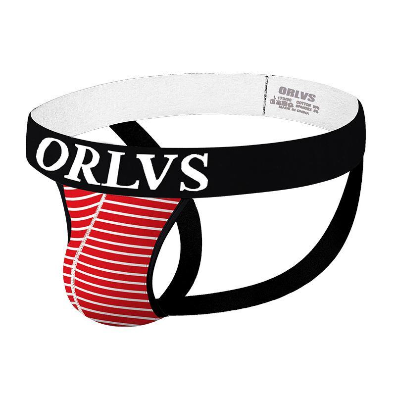 ORLVS Low-Rise Striped Backless Jockstrap - ORLVS Low-Rise Striped Backless Jockstrap - Rot / M (Europe Size S) - BIMONI