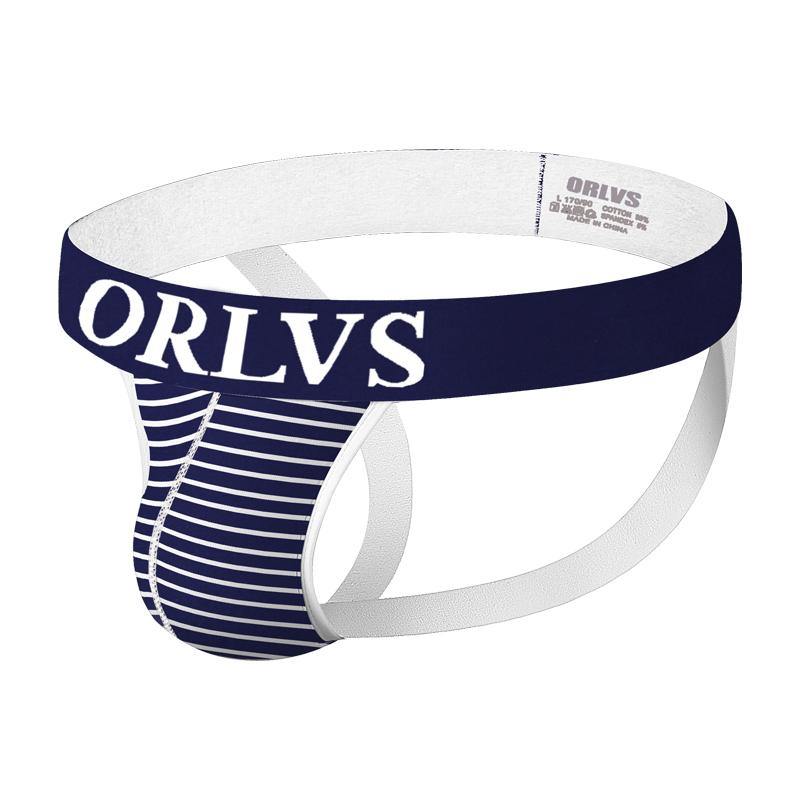 ORLVS Low-Rise Striped Backless Jockstrap - ORLVS Low-Rise Striped Backless Jockstrap - Dunkelblau / M (Europe Size S) - BIMONI